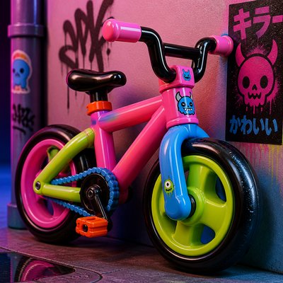 bicyle resting against a wall