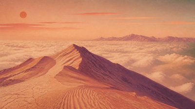 a wide alpine ridge above a sea of clouds, no people