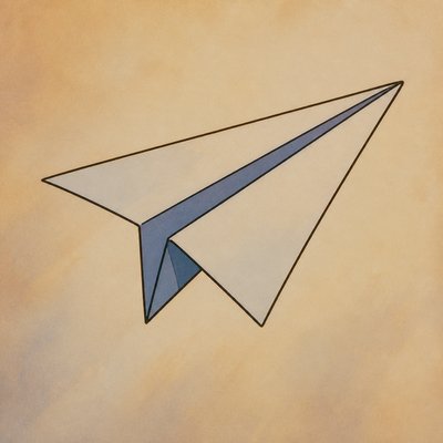 a paper plane, clean minimal composition on a plain background, no text