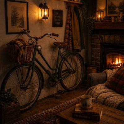 bicyle resting against a wall — Cozycore Aesthetic