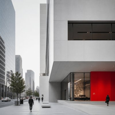 urban street with city activity — Modern Architecture Art