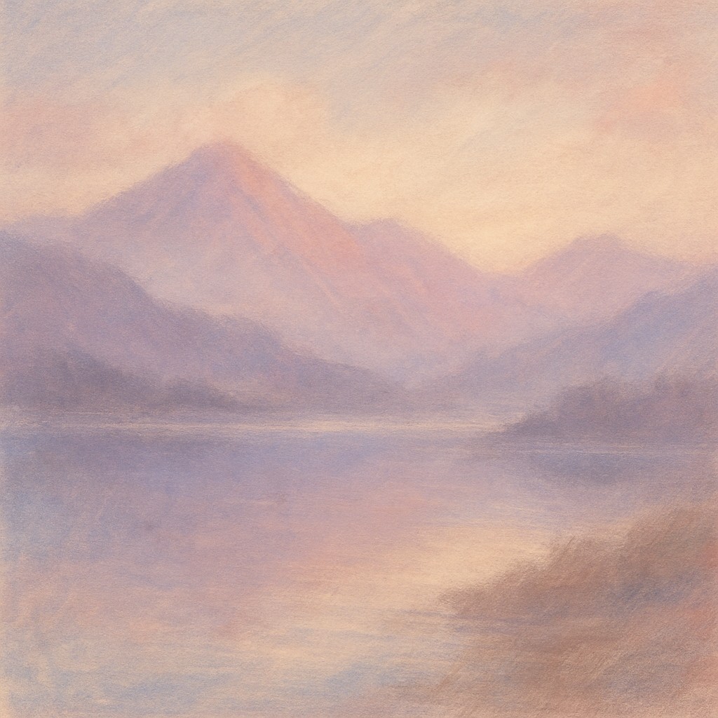 serene landscape with mountains and water
