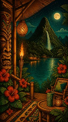 a tranquil mountain lake beneath a starry night sky, no people, no text