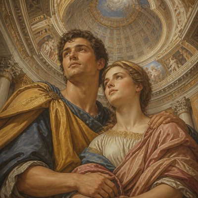 portrait of two people together — Vatican Art Style