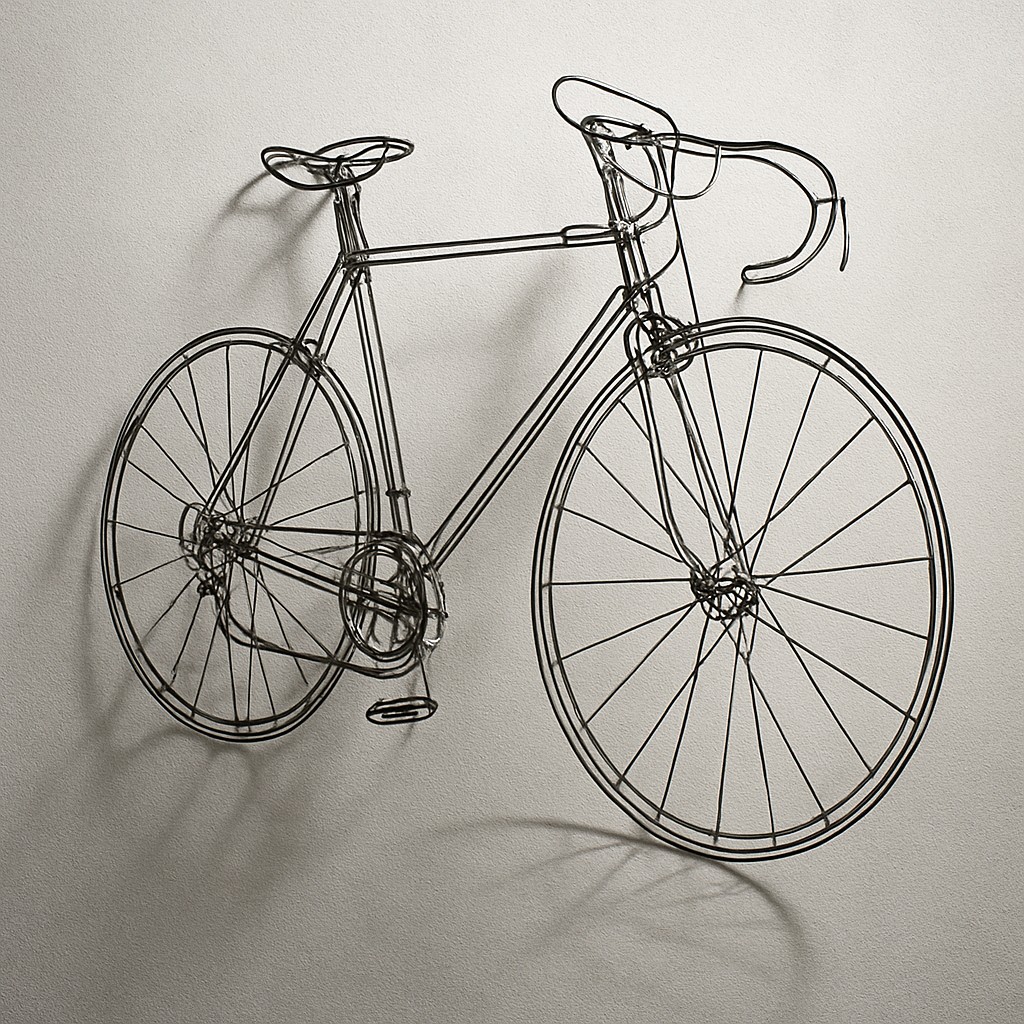 bicyle resting against a wall