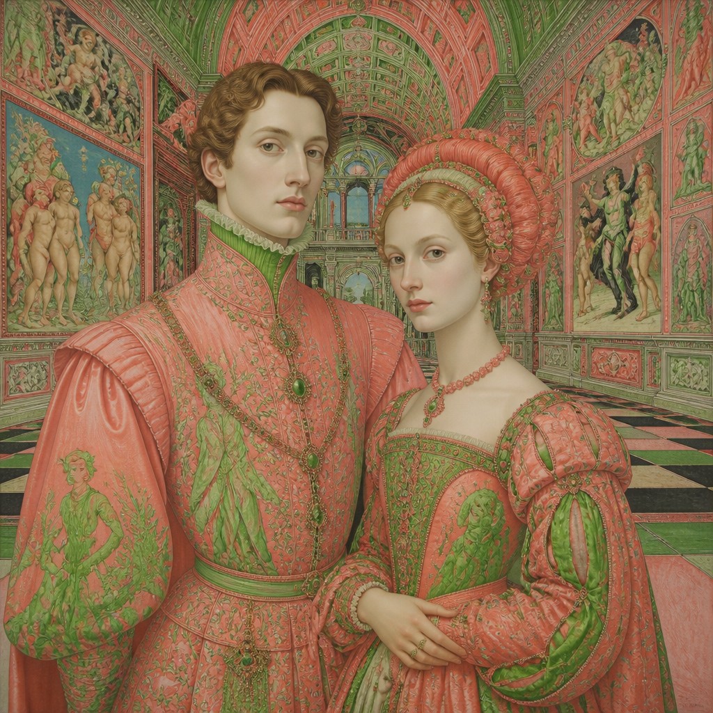 portrait of two people together — Ferrara Art Style