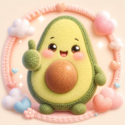 a happy avocado character giving a thumbs up, bold readable design on a plain background, no text