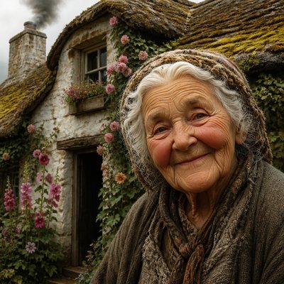 close-up portrait of an elderly person with expressive weathered features