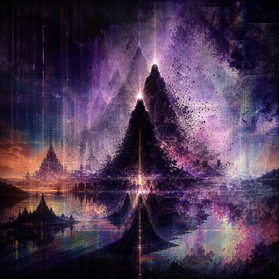 a digital painting of a mountain and a lake