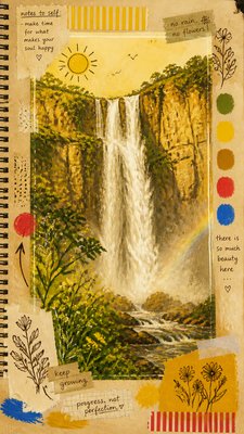 towering waterfall cascading down a cliff