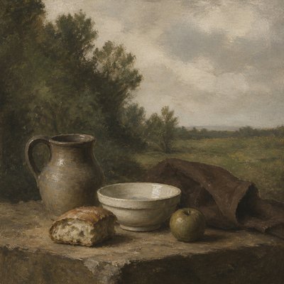 still life with everyday objects — Barbizon School Art Style