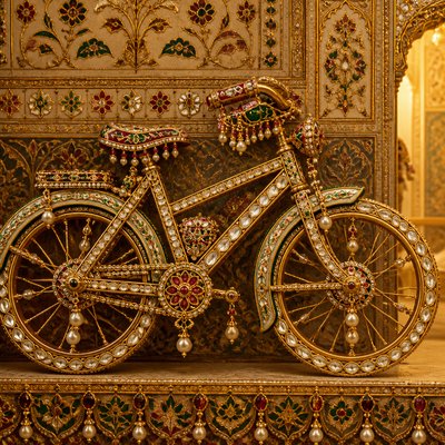 bicyle resting against a wall — Mughal Jewelry Design