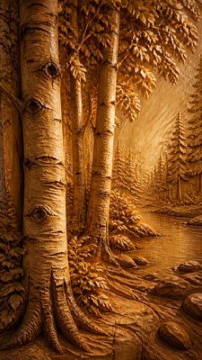 a serene birch forest in soft morning light, no people, no text