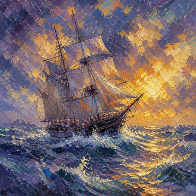 sailing ship on a stormy sea