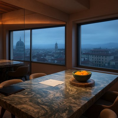 a table with a bowl of fruit on top of it