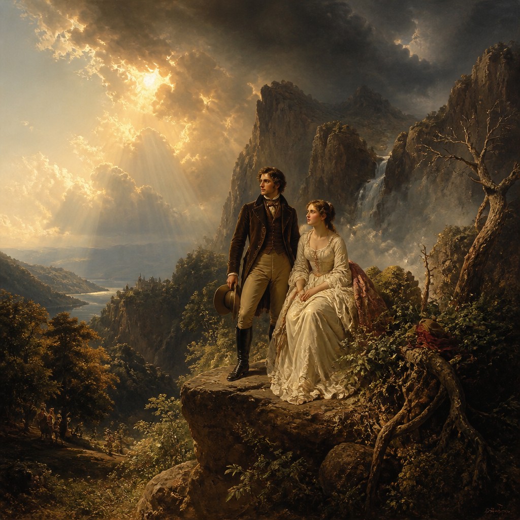 portrait of two people together — Düsseldorf School Art Style