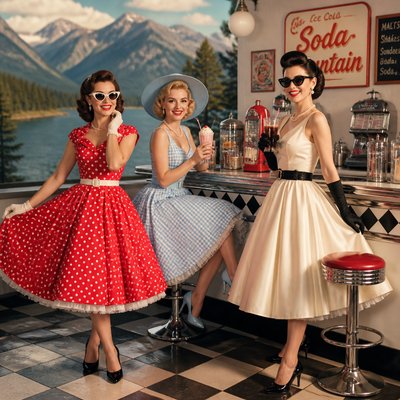 wide landscape with natural scenery — Vintage 50s Fashion Style