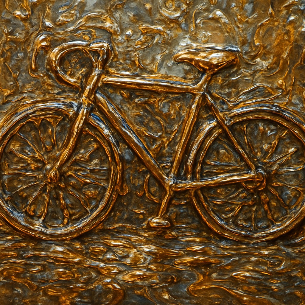 bicyle resting against a wall