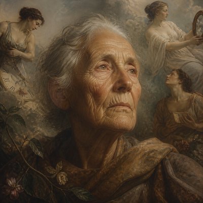close-up portrait of an elderly person with expressive weathered features