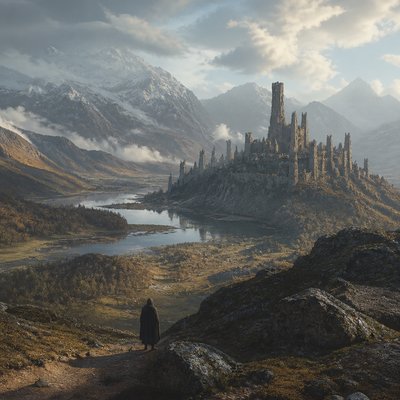 wide landscape with natural scenery — Matte Painting Style