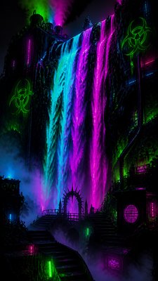 towering waterfall cascading down a cliff