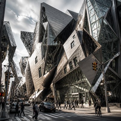 urban street with city activity — Deconstructivist Architecture