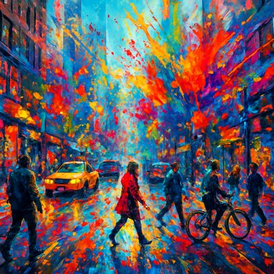 urban street with city activity