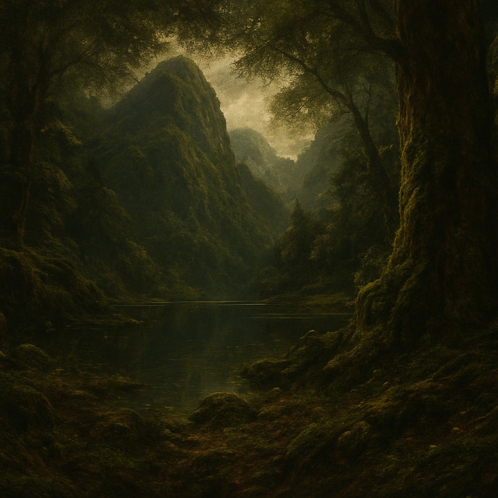 serene landscape with mountains and water
