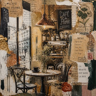 cozy cafe interior with warm lighting