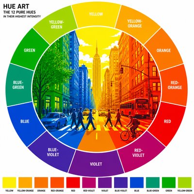 urban street with city activity — Hue Art Style