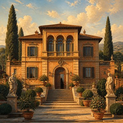 house with front view — Italian Art Style