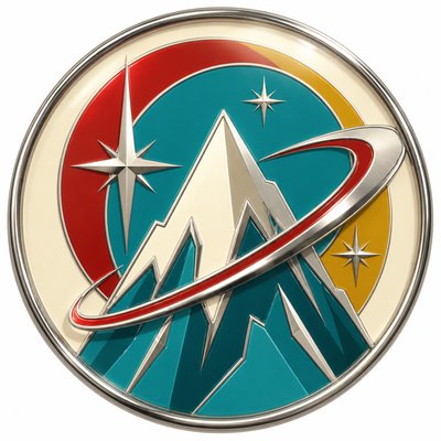 an emblem of a mountain peak inside a circle, simple bold shapes on a plain background, no text or lettering