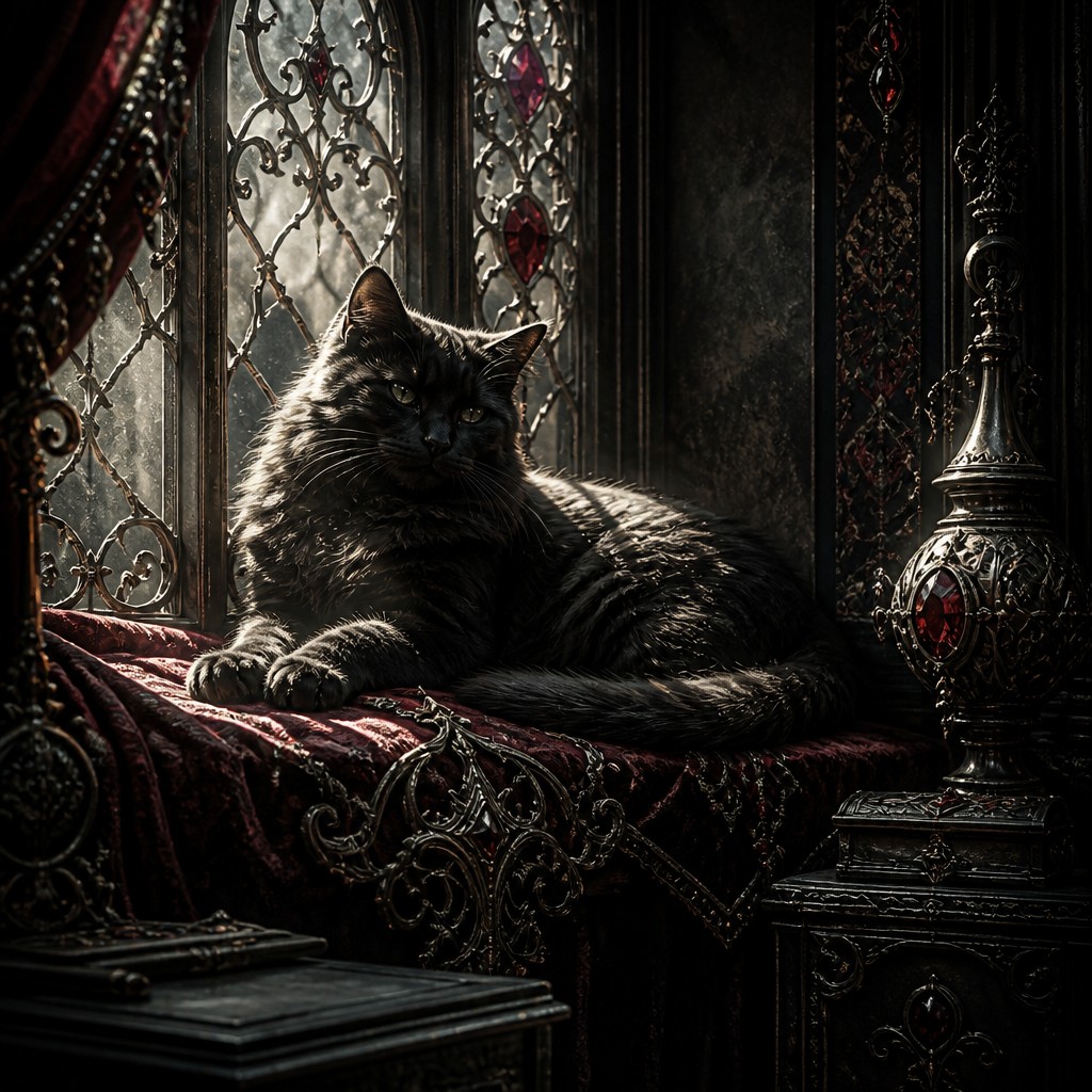 a cat lounging in a sunlit window