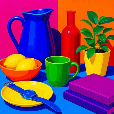still life with everyday objects — Saturation Art Style