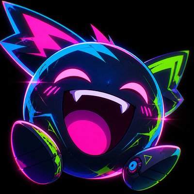 an exaggerated laughing face of an original round mascot character, bold and readable at small size, plain background, no text