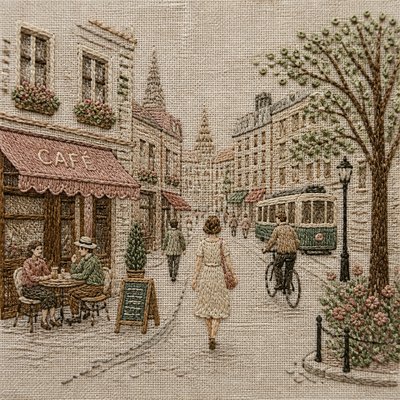 urban street with city activity
