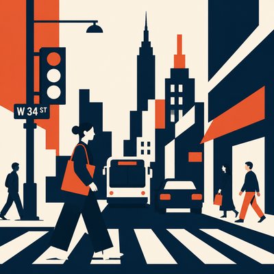 urban street with city activity