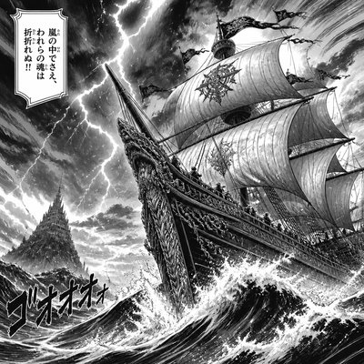 sailing ship on a stormy sea