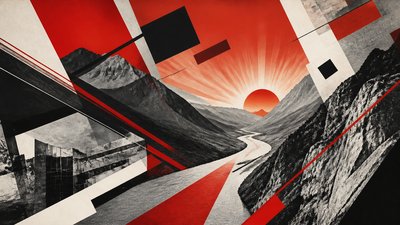 a vast valley with a river winding toward distant mountains at sunrise, no people, no text