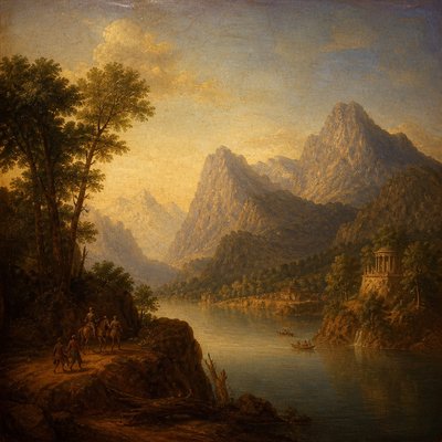 serene landscape with mountains and water