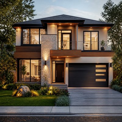 house with front view — 3D Rendered Digital Art Style