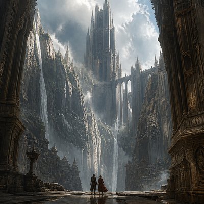 portrait of two people together — Epic Scale Art Style