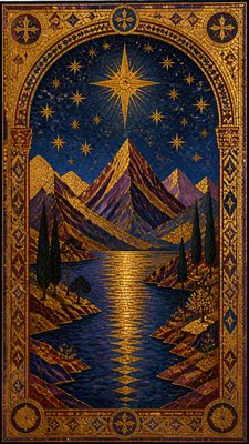 a tranquil mountain lake beneath a starry night sky, no people, no text