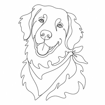 portrait of a golden retriever wearing a blue bandana, warm plain backdrop, no text