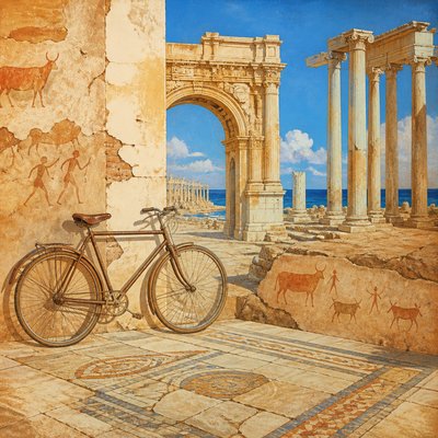 bicyle resting against a wall
