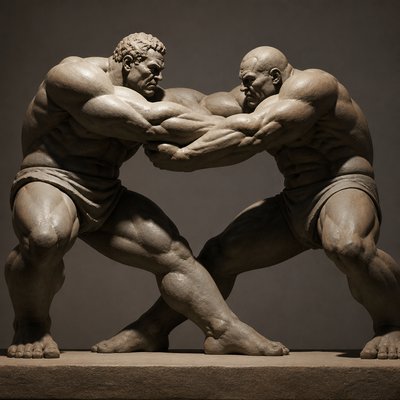 front view of two athletes tugging at one another