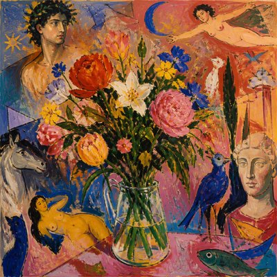bouquet of flowers in a glass vase