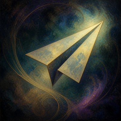 a paper plane, clean minimal composition on a plain background, no text