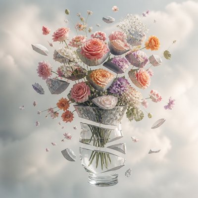 bouquet of flowers in a glass vase