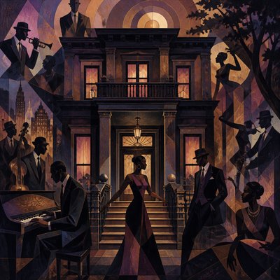 house with front view — Harlem Renaissance Art Style
